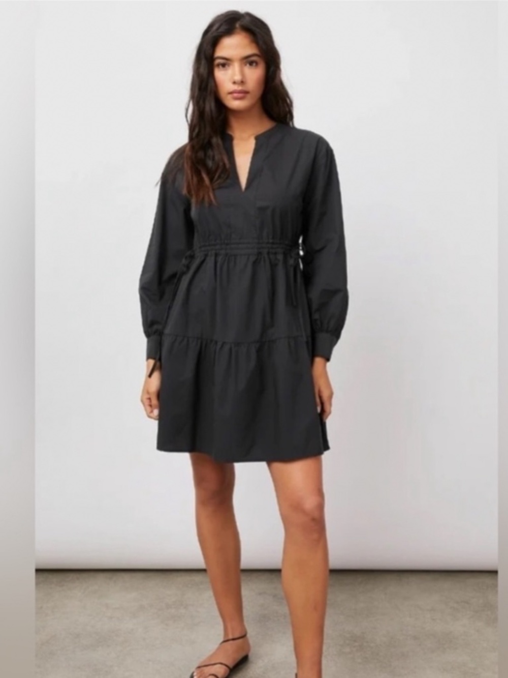 Rails REVOLVE "Ivy" tiered black long sleeve dress size S